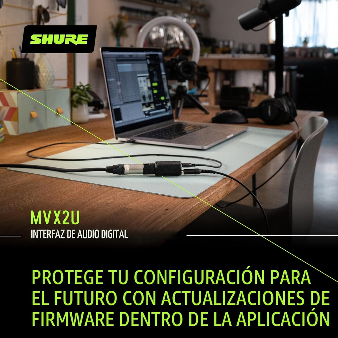 Shure MVX2U - Interfaz XLR a USB con conector para auriculares, gan...