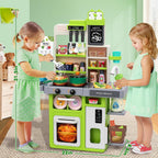 Juego de cocina para niños, juego de cocina para niños pequeños con sonido y luz, estufa de cocina con vapor, fregadero de juegos, juguete de comida y accesorios de cocina, juguete de cocina para niños y niñas (31.5 x 22 x 8.6 pulgadas)