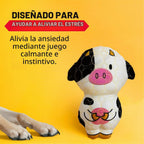 Bite Force - Juguetes de perro duraderos y resistentes con forma de vaca y silbato, reforzados con Kevlar para perros masticadores agresivos de raza pequeña, mediana y grande - Blanco y rosa.