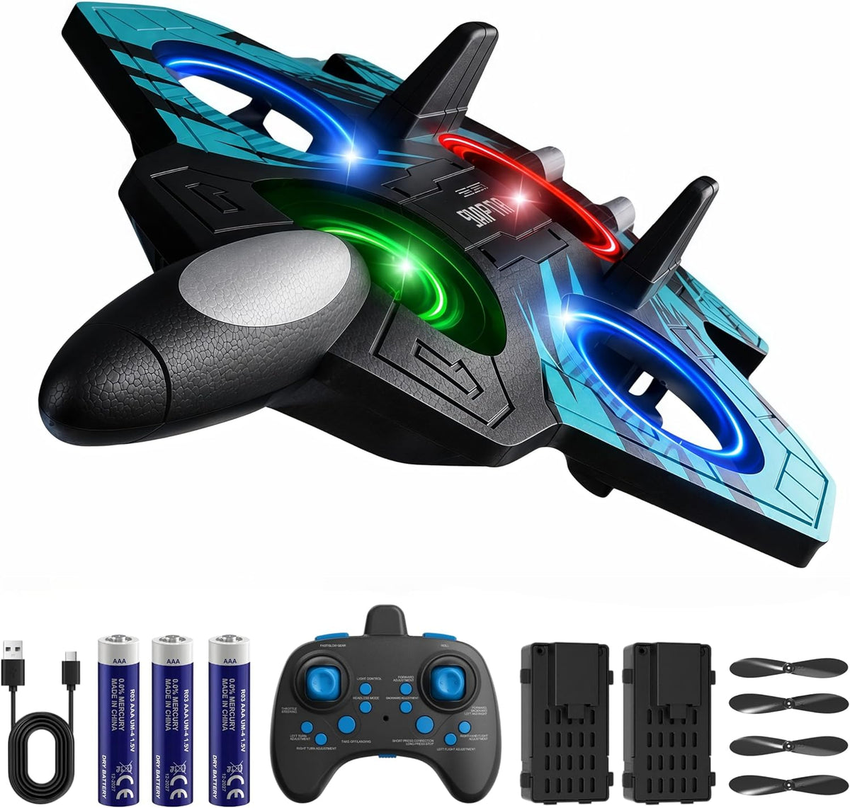 Foam RC Planes Remote Control Airplanes con LED (Azul 2 Batteries)