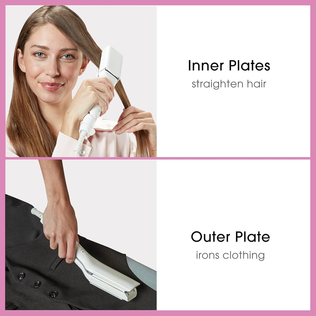 Conair Mini plancha de viaje y plana 2 en 1 para ropa, alisadora de...
