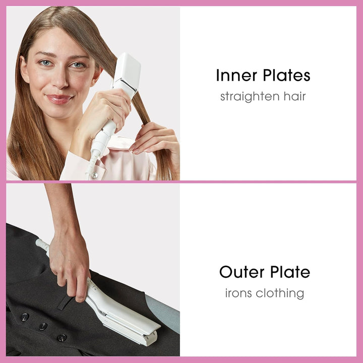 Conair Mini plancha de viaje y plana 2 en 1 para ropa, alisadora de...