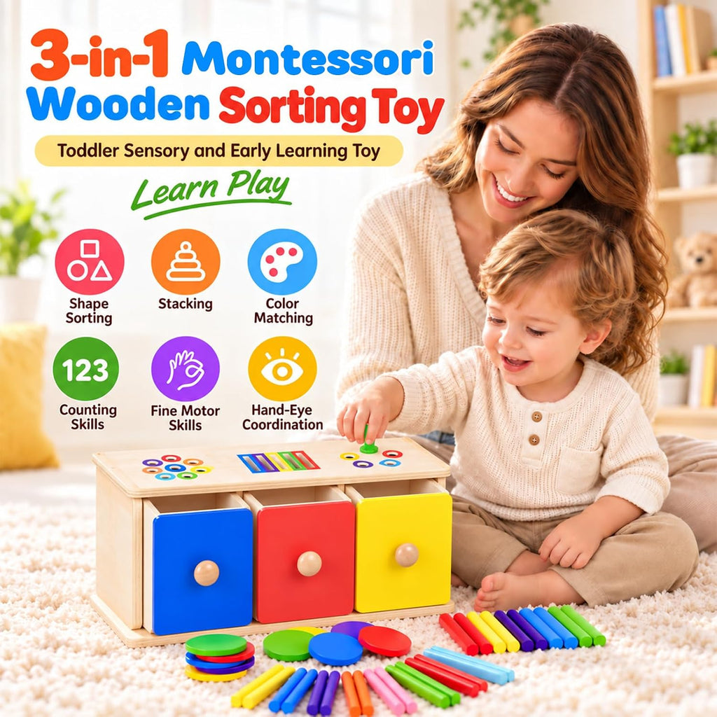 Juguetes Montessori para niños y niñas de 1, 2 y 3 años, juguete de