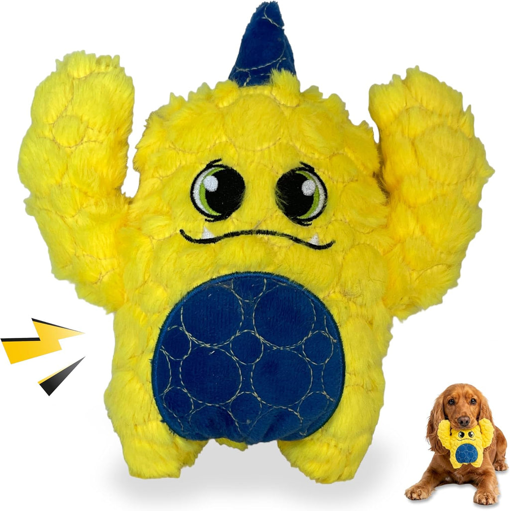 Bite Force - Monstruo amarillo de perro duradero y fuerte con chirriador, reforzado con kevlar para masticadores agresivos - Amarillo