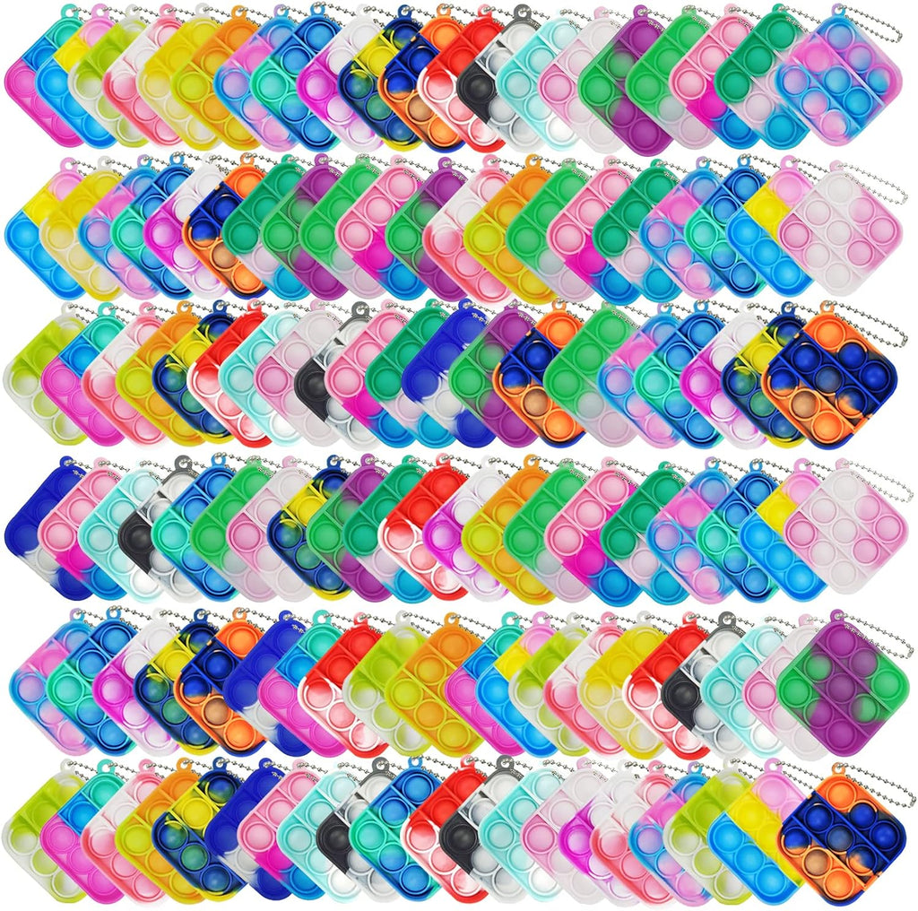 120 piezas de mini juguetes antiestrés de burbujas para recuerdos de fiesta, llavero pequeño de silicona a granel para premios de aula C, rellenos de bolsas de regalos, regalos de Navidad y San