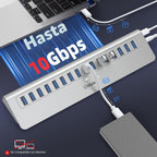 intpw, YH16A, hub USB 3.2 de 16 puertos, alimentado