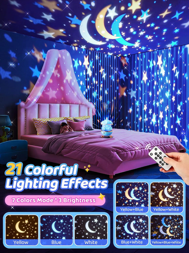 PIKOY Luz nocturna de nieve para niños, 15 ruido blanco+16 película...