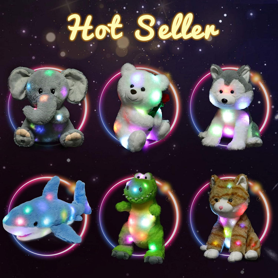 Hopearl Elefante de peluche con luces LED, flexible, con luces de n...