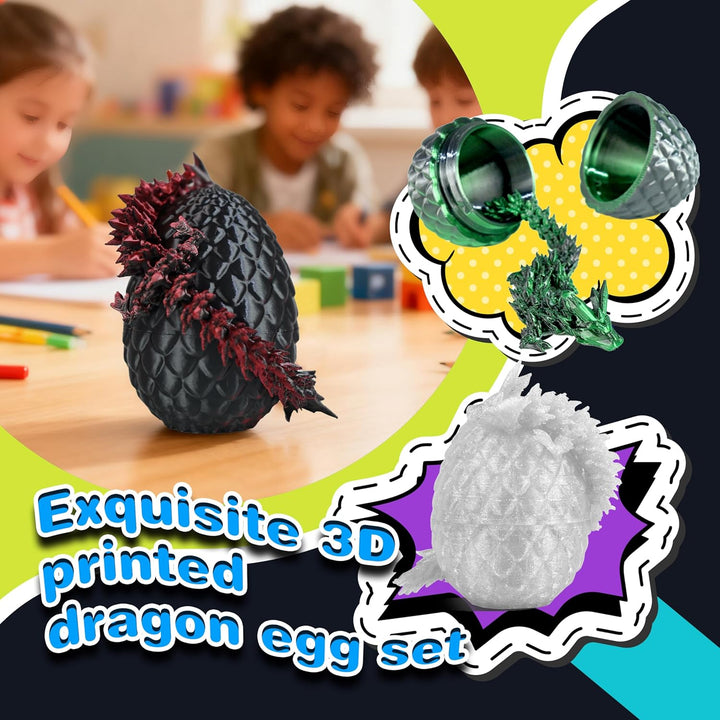 12 huevos de dragón impresos en 3D negros con dragón en el
