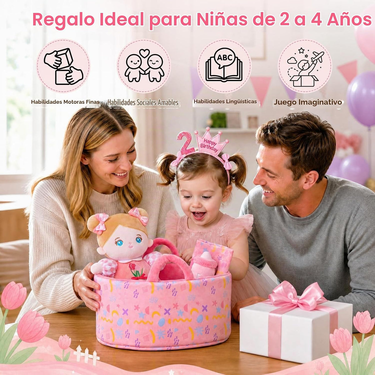 OUOZZZ Baby Doll Accessories con Soft Doll, Bassinet, Blanket y Bottle