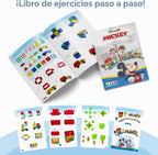 Tytan Juego oficial de azulejos magnéticos de tren gigante de Mickey Mouse Junior de Disney – 112 piezas de juguete STEAM con cubos magnéticos, bases con ruedas, calcomanías reutilizables y manual de