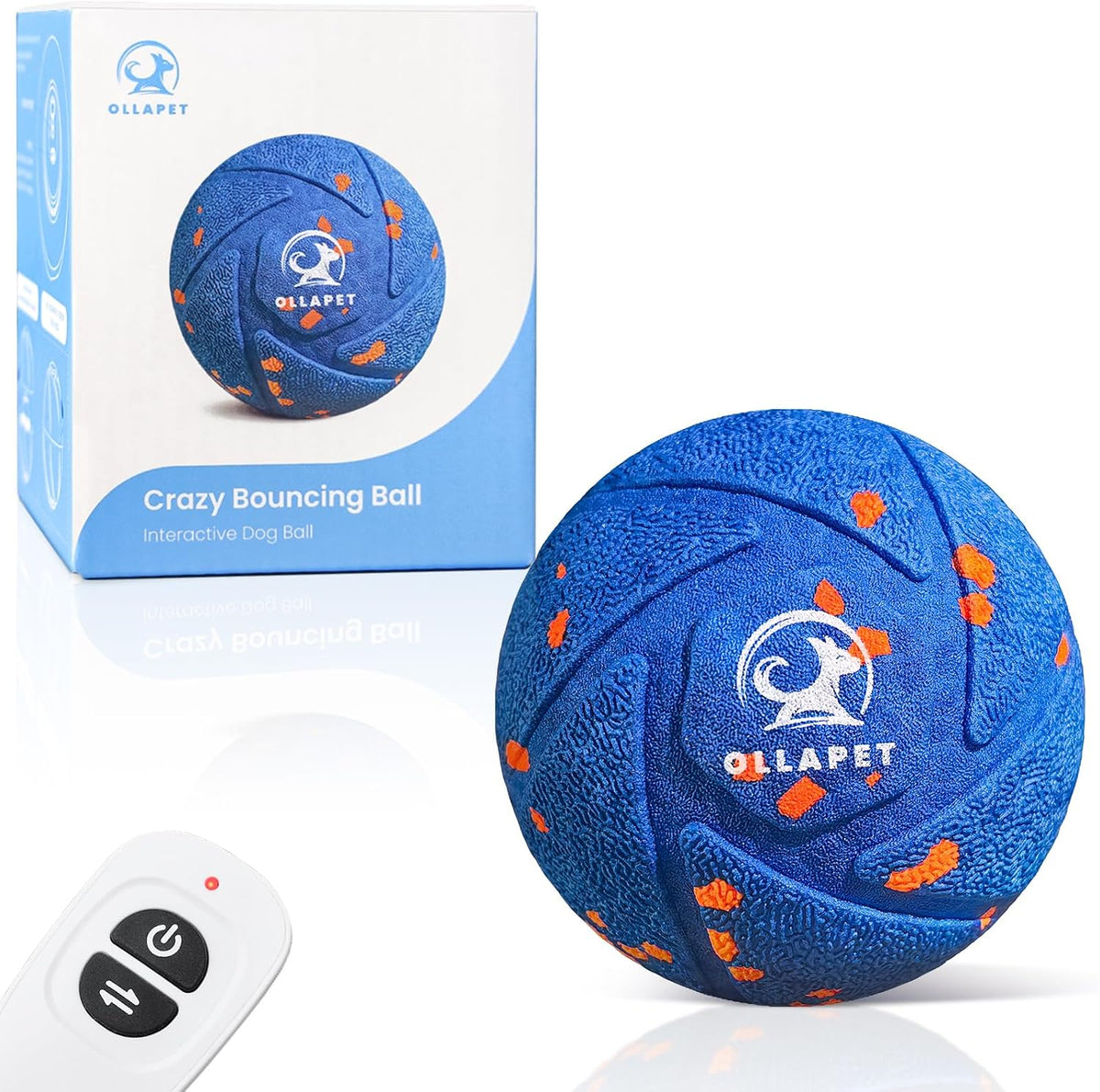 Smart - Pelota interactiva de juguetes para perros, bola de rebote y rodamiento automático, material de E-TPU resistente a las masticaciones, 3 modos interactivos, IPX7 impermeable