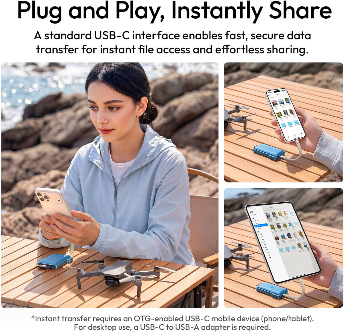 ULANZI Estuche para tarjetas de memoria DC01 y lector USB-C, 4 ranuras SD +