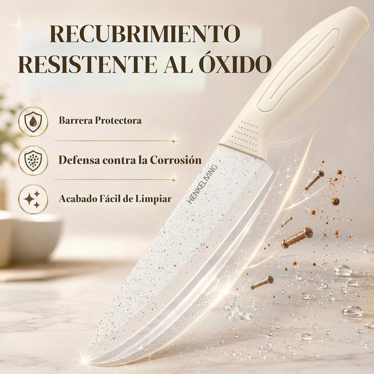 Juego de cuchillos con bloque afilador integrado, apto para lavavajillas