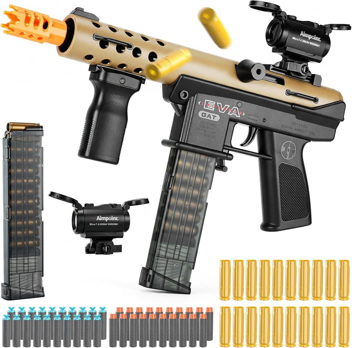 Submáquina de juguete de bala suave, pistola de juguete de proyección, pistolas de espuma realistas, dardos falsos para patio trasero, juego de disparos al aire libre para niños, adolescentes y
