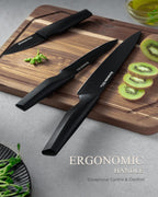 Astercook - Juego de 15 cuchillos de cocina con afilador, color negro