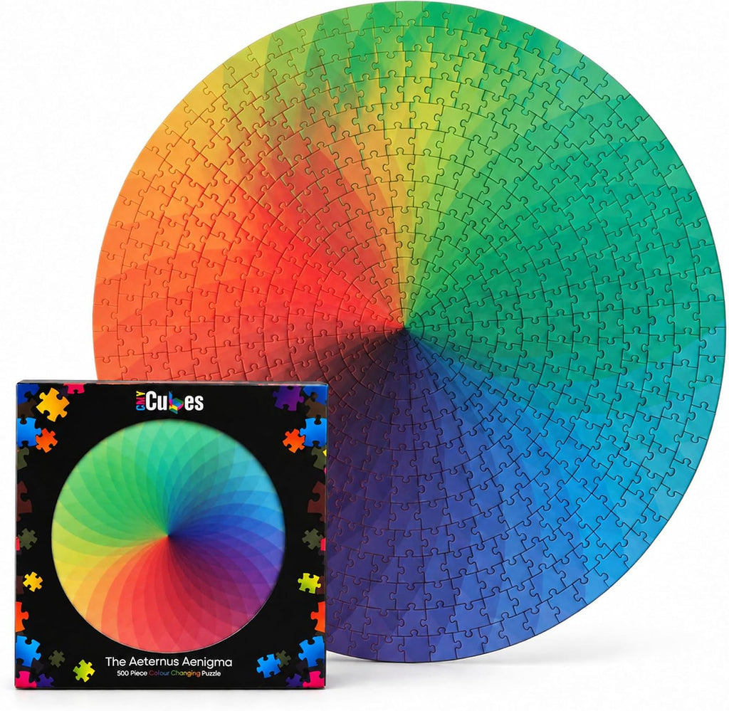 Rompecabezas redondos de 500 piezas - CMY Cubes - paleta arco iris - rompecabezas de rueda de colores que cambia - juego intelectual difícil y desafiante para adultos y adolescentes - ¡rompecabezas
