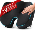 5 STARS UNITED Cojín de asiento, espuma viscoelástica para aliviar el dolor de coxis, soporte ergonómico para coxis, ciática y glúteos, silla de ruedas, oficina, escritorio y silla de juegos