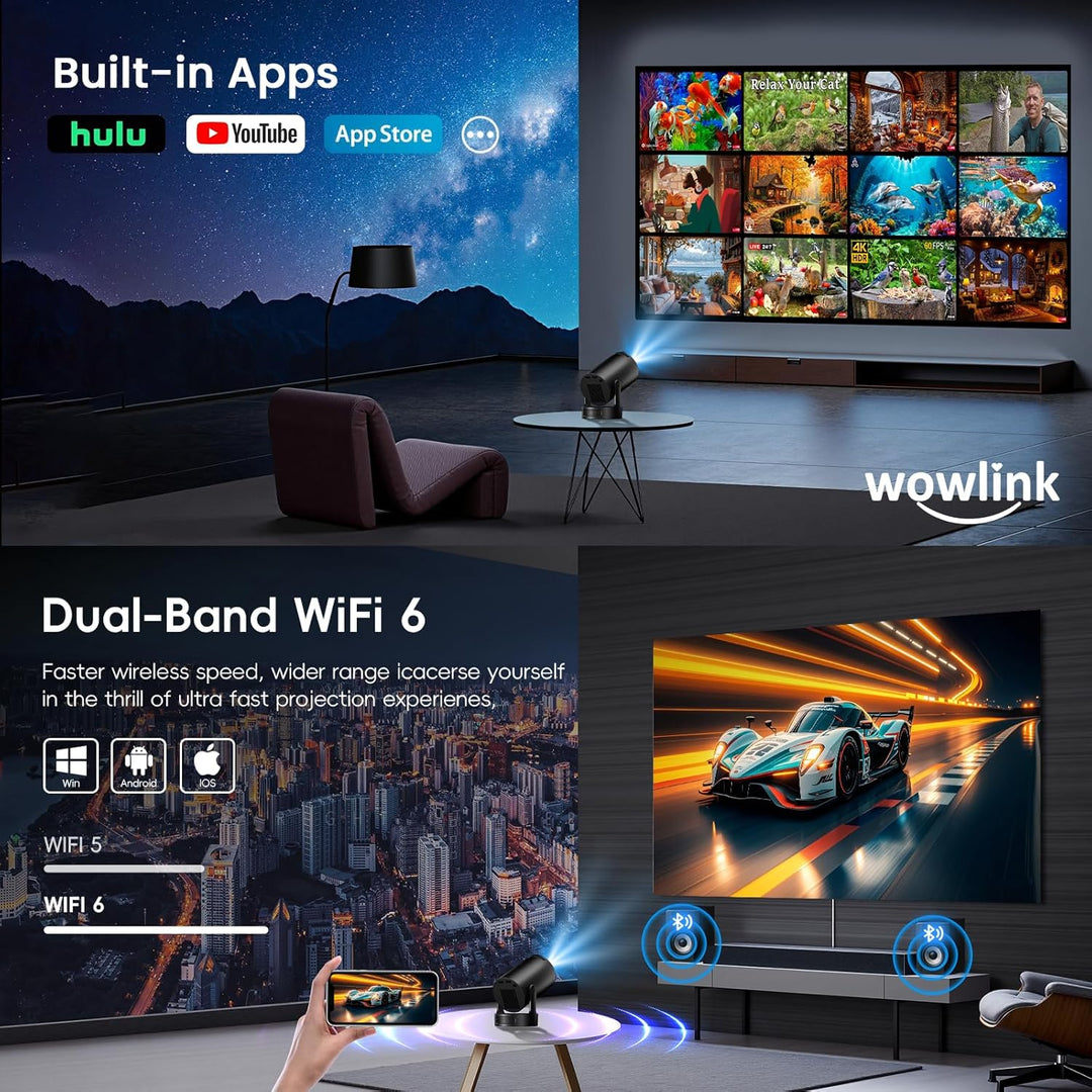 [Aplicaciones integradas y actualizado 2026] Mini proyector con WiF...