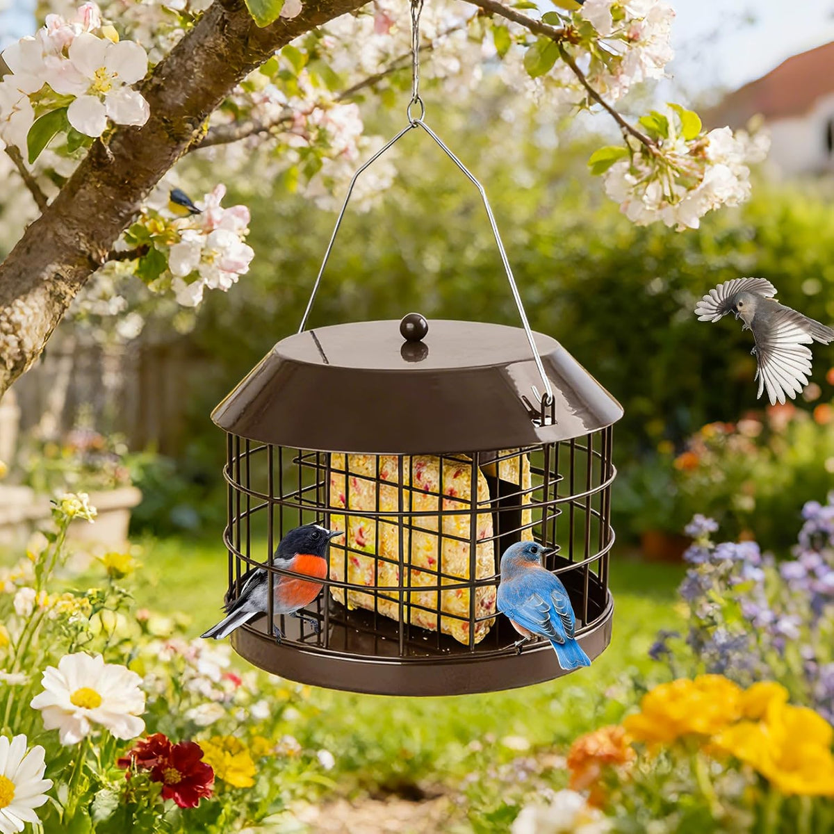 Comederos para pájaros de sebo a prueba de ardillas para colgar al