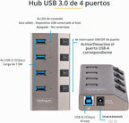 StarTech.com, 5G4AIBS-USB-HUB-NA, hub USB 2.0 de 4 puertos, alimentado