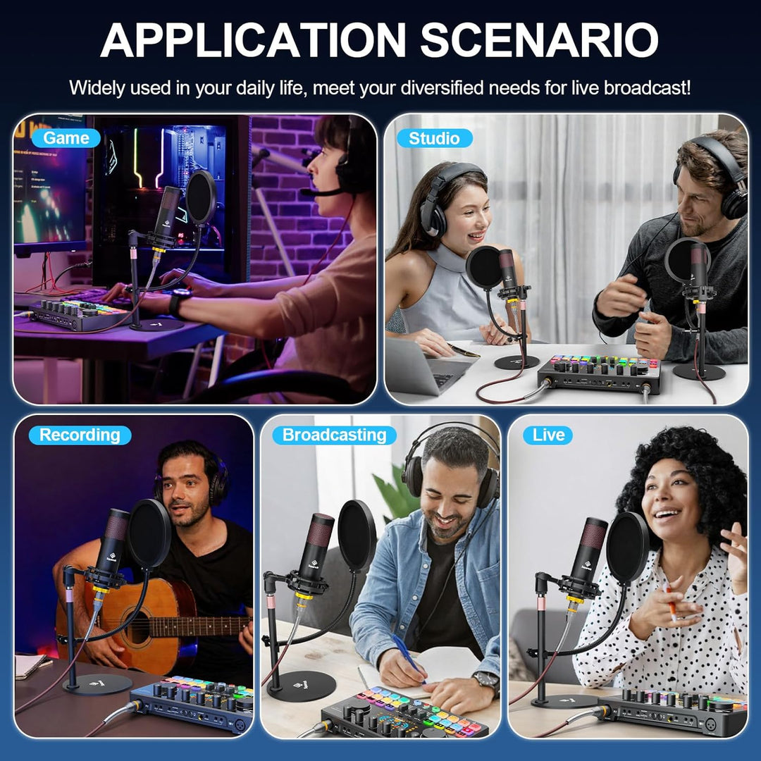 Paquete de equipo de podcast para 2 con micrófonos condensadores XL...