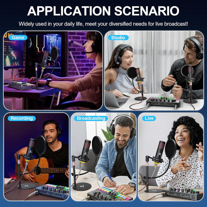 Paquete de equipo de podcast para 2 con micrófonos condensadores XL...