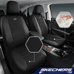 Skechers Fundas de asiento de espuma viscoelástica refrigeradas por aire, fundas de asiento de automóvil gruesas de malla, fundas de asiento de automóvil de cuero con ribetes para asientos delanteros