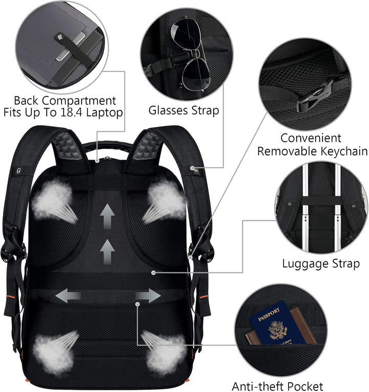 VECKUSON 18.4 Mochila para portátil para hombres, mochila extragran...