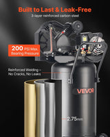 VEVOR Compresor de aire de 25 galones, 2HP 5.5 SCFM a 90PSI, tanque...
