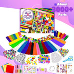 VLUSSO Kit de Suministros de Artes y Manualidades DIY de 3000 Piezas para Niños - Juego de Materiales de Arte y Manualidades para Niños con Limpiador de Tubos Todo en 1, Regalos de Actividades y
