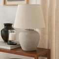Lámpara Nourison Home - Lámpara de mesa de cerámica neutra de 20 pulgadas (beige claro) con pantalla de tela, lámpara de mesita de noche para dormitorio, sala de estar, entrada