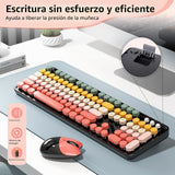 Teclado y ratón inalámbricos, MOFII 104 teclas redondas máquina de...