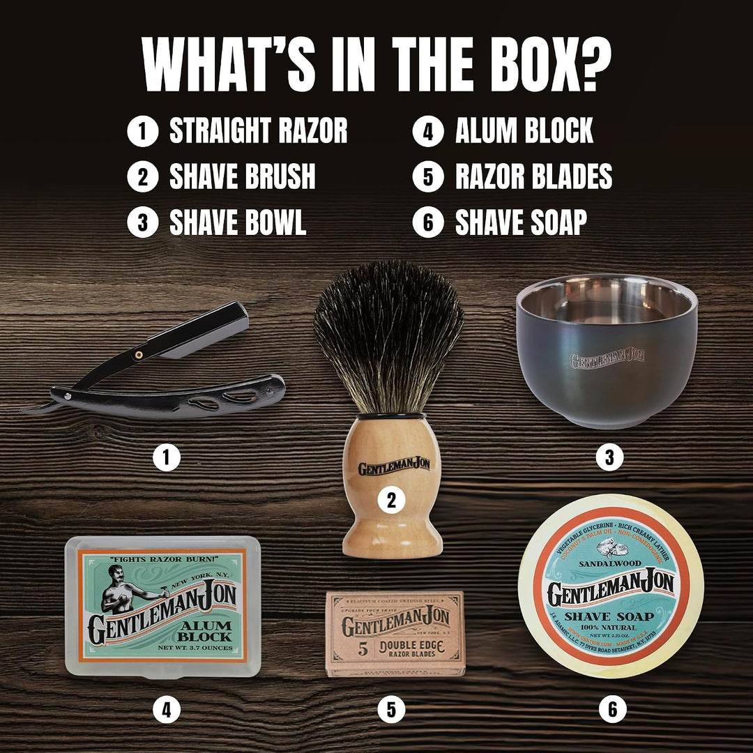 Gentleman Jon Kit de afeitado recto - Juego de aseo vintage para af...
