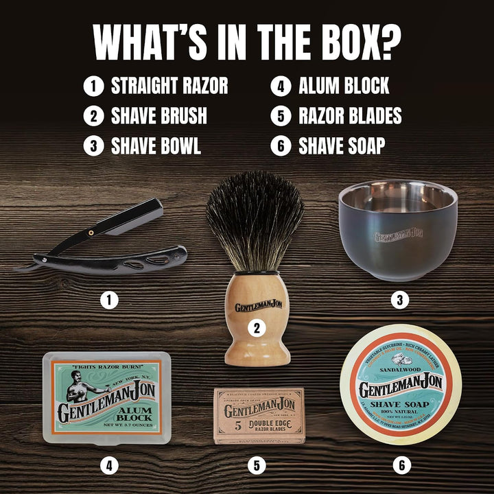 Gentleman Jon Kit de afeitado recto - Juego de aseo vintage para af...