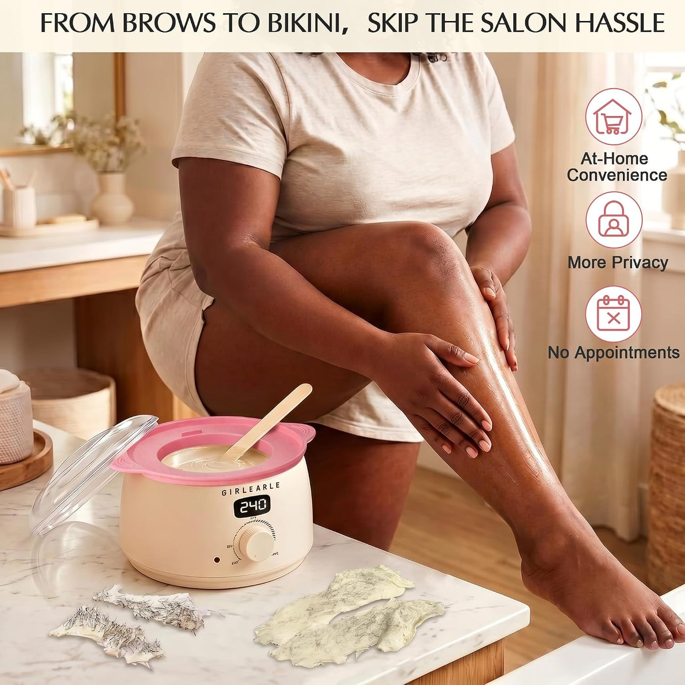 GIRLEARLE Kit de cera digital premium para mujeres y hombres, calen...