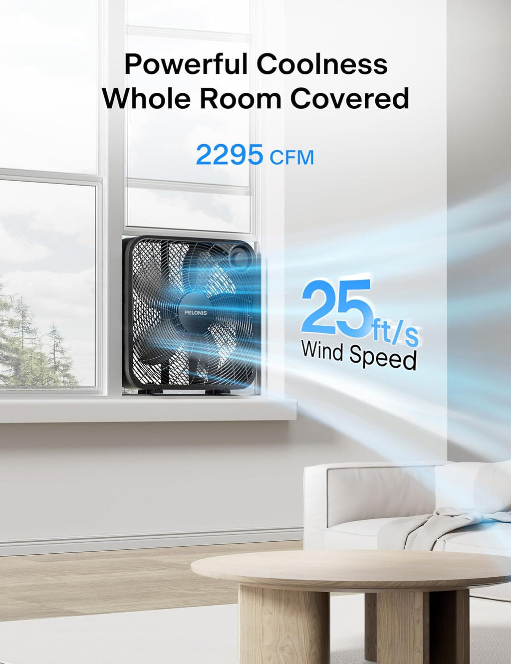 PELONIS Ventilador de caja de 3 velocidades de 20 pulgadas para dor...