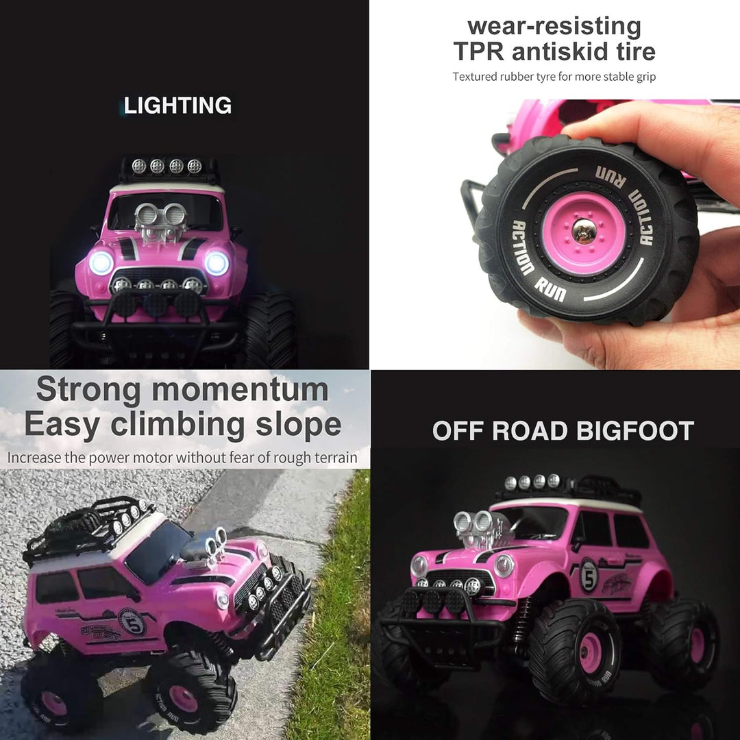 10Leccion Auto a control remoto para niñas, camión RC rosa con dos...