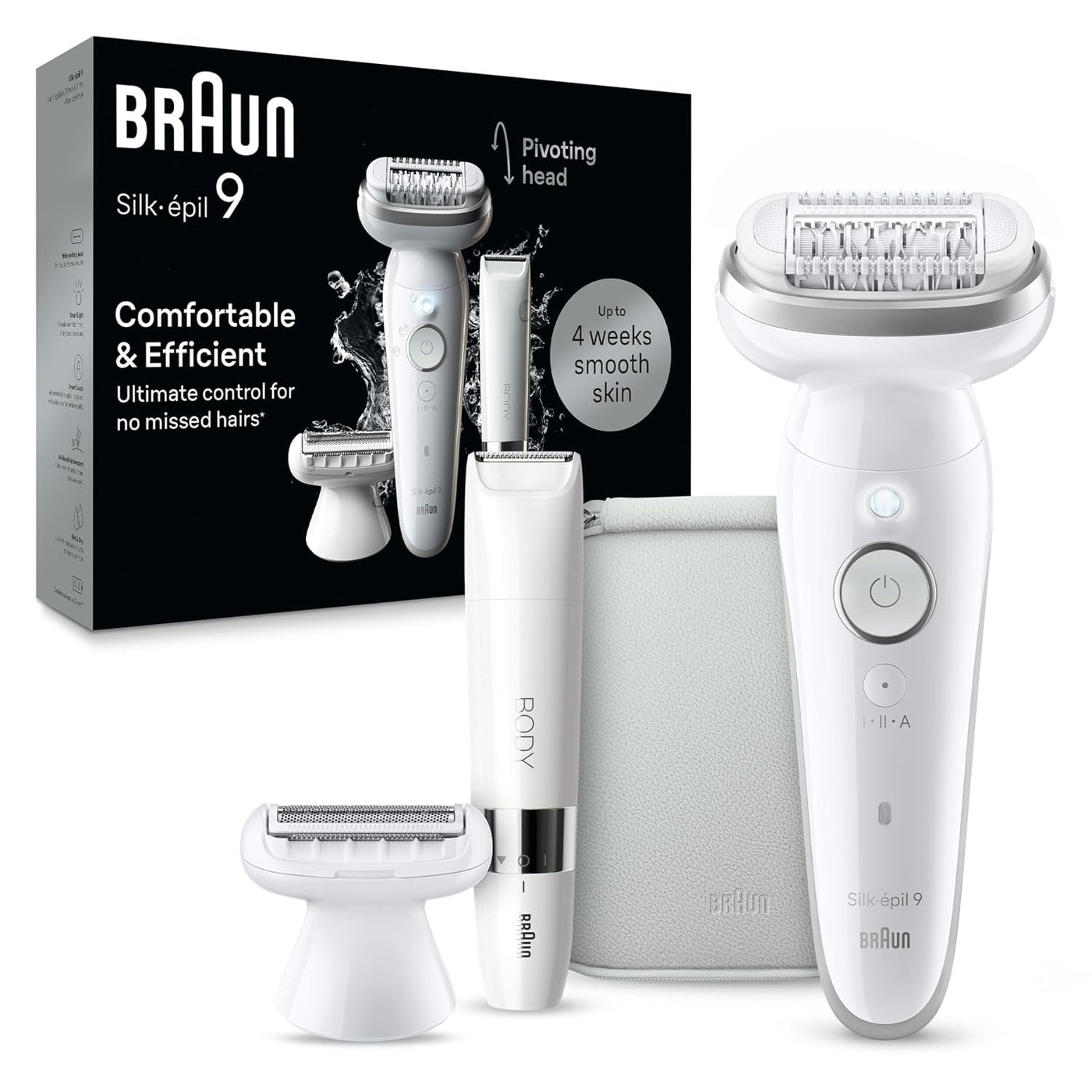 Braun Depiladora Silk-épil 9, cabezal pivotante, húmedo y seco, inc...