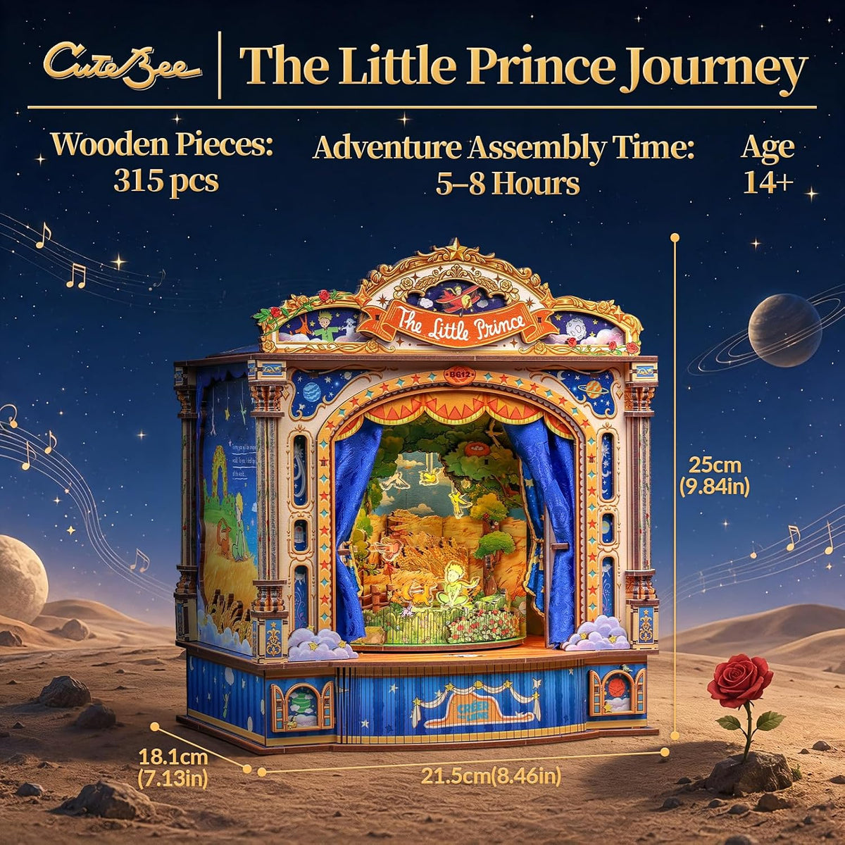 CUTEBEE Teatro musical de rompecabezas de madera 3D para adultos