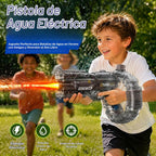 Pistola de agua eléctrica para niños y adultos – Lanzador de agua automático con batería recargable, luces LED, potente pistola de chorro de largo alcance de 26 pies, juguete de agua de playa para