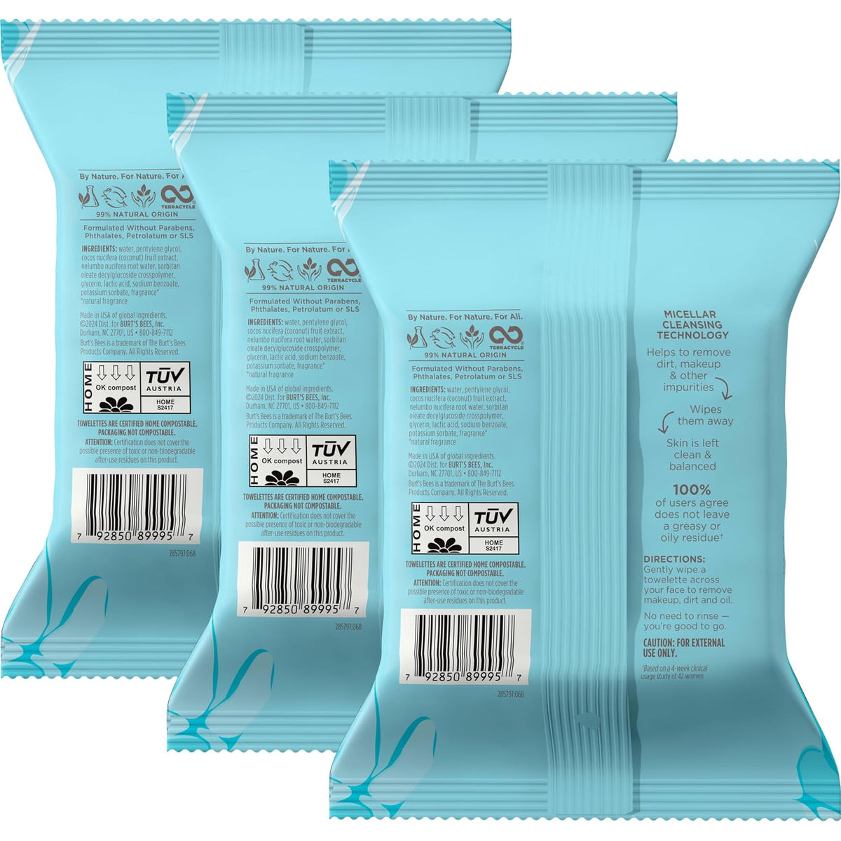 Toallitas faciales Burt's Bees de limpieza facial, toallitas de...
