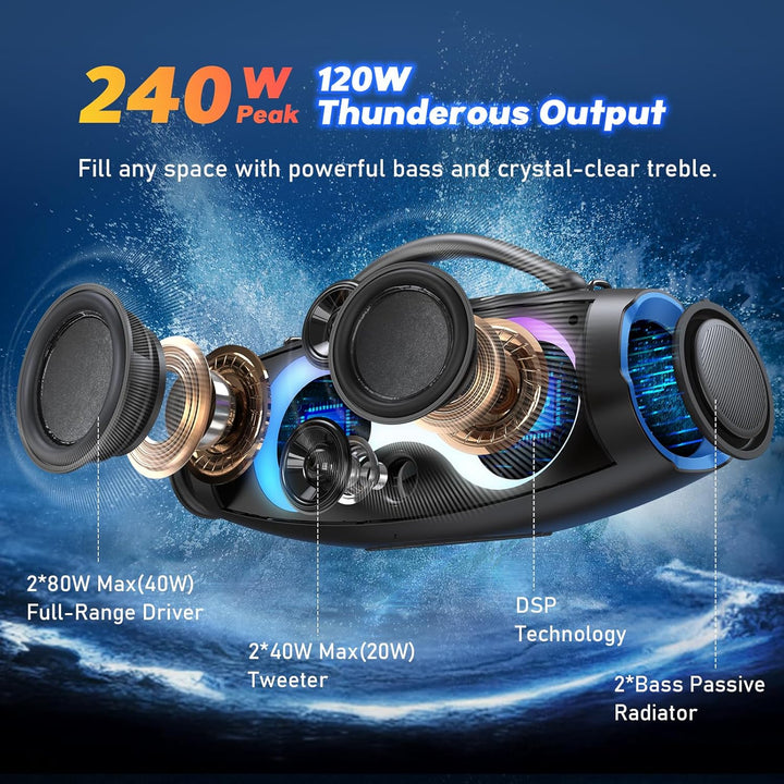 DOSS Extreme Boom Pro D200 240W Peak - Altavoz para exteriores, gra...