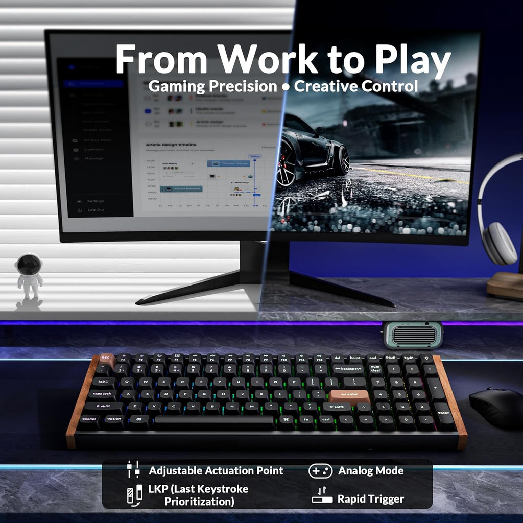 Keychron K4 HE - Teclado inalámbrico de efecto Hall al 96% con almohadilla numérica, interruptores magnéticos de disparo rápido, lanzador QMK, 2.4 GHz/Bluetooth/cableado, Mac y ventanas, marco de