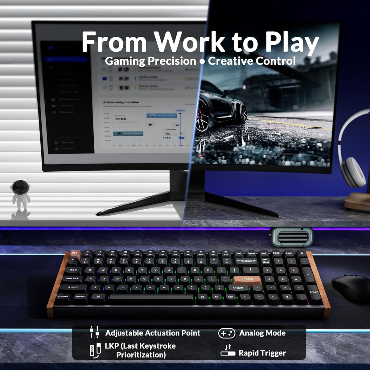 Keychron K4 HE - Teclado inalámbrico de efecto Hall al 96% con almohadilla numérica, interruptores magnéticos de disparo rápido, lanzador QMK, 2.4 GHz/Bluetooth/cableado, Mac y ventanas, marco de