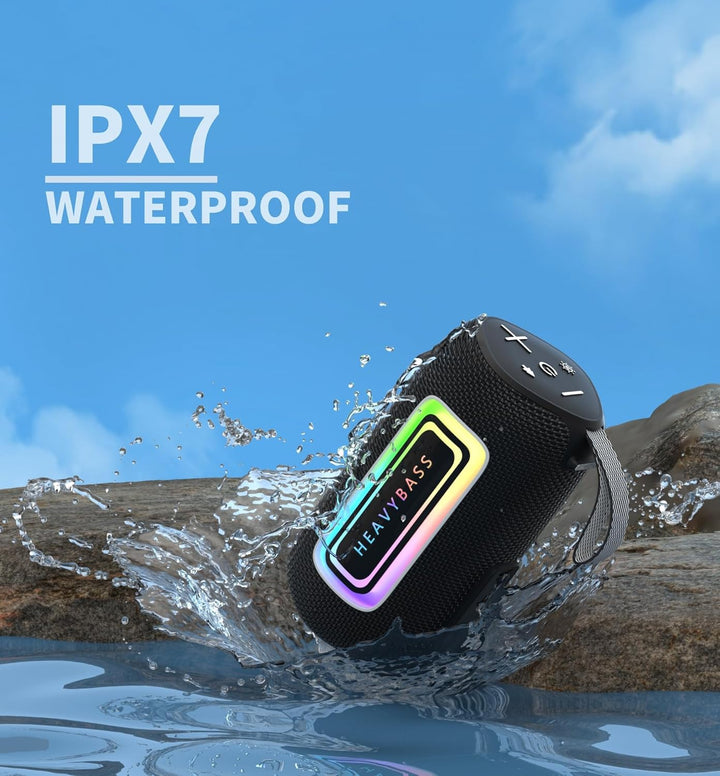 Altavoz Bluetooth portátil con luces LED | IPX7 impermeable, sonido...