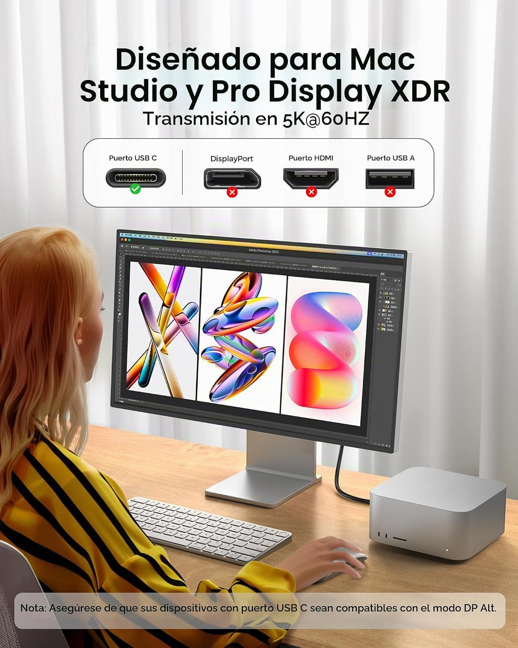 Silkland Cable de pantalla de monitor USB C de 10 pies, 8 K a 30 Hz, 4K a