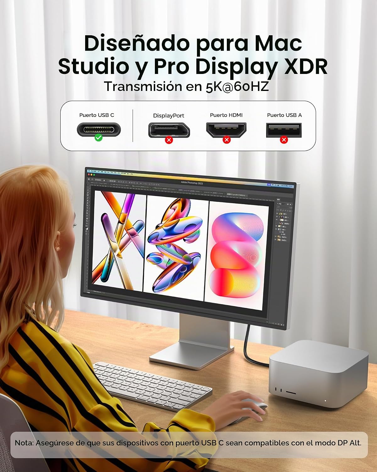 Silkland Cable de pantalla de monitor USB C de 5 pies, 8K @30Hz, 4K @144Hz