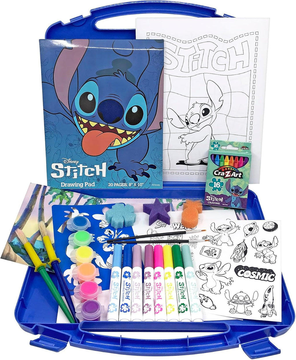 Disney Stitch Estuche de Actividades Creativas Definitivo para Niños, más de 70 Piezas para Diversión Creativa con el Favorito Stitch, Regalo para Niños y Niñas