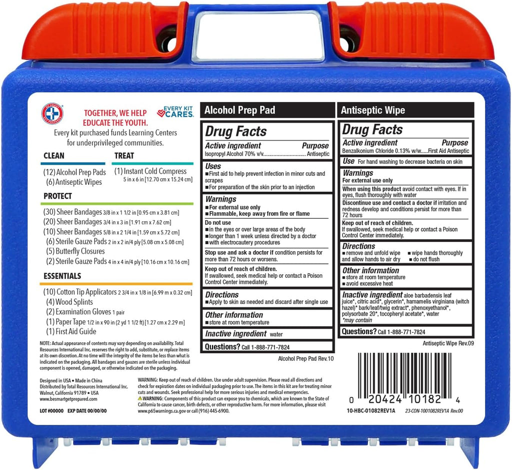 Be Smart Get Prepared Kit de primeros auxilios de 110